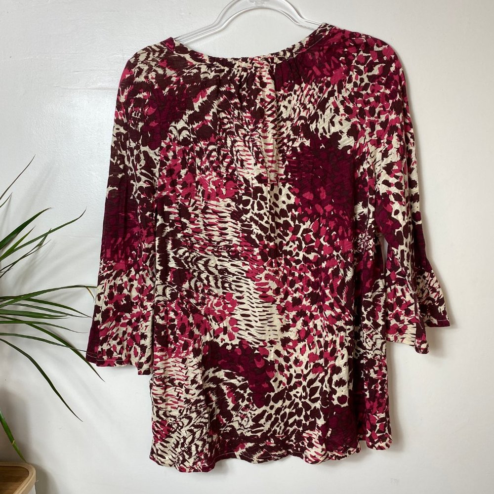 NWT Lucky Brand 3/4 Sleeve Printed Cotton Top - Picture 6 of 6